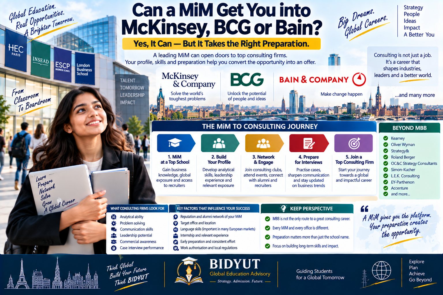 Indian MiM student preparing for management consulting careers at McKinsey BCG Bain and leading global consulting firms