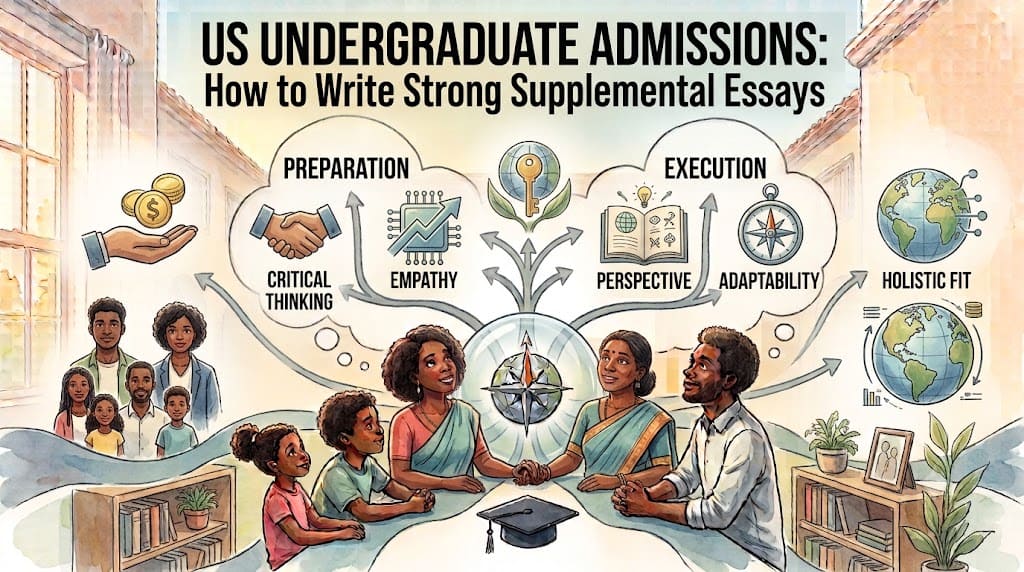 Student preparing supplemental essays for US undergraduate university applications – BIDYUT Global Education Advisory