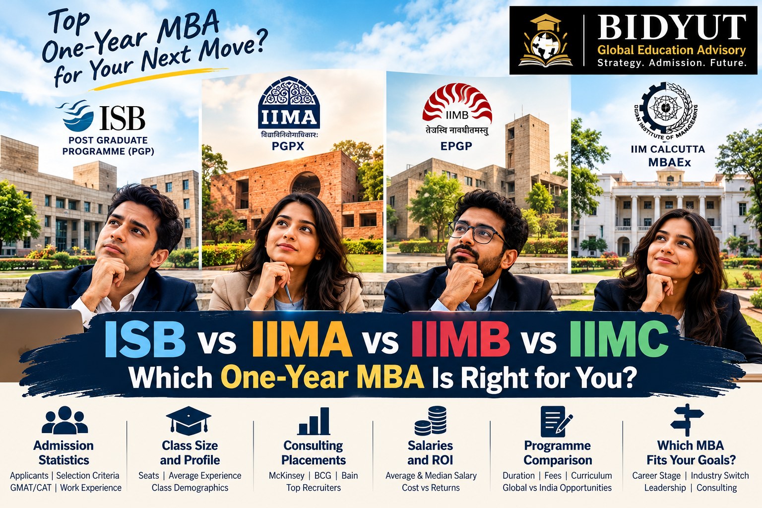 Comparison of ISB PGP, IIMA PGPX, IIMB EPGP and IIMC MBAEx admissions, salaries and consulting careers