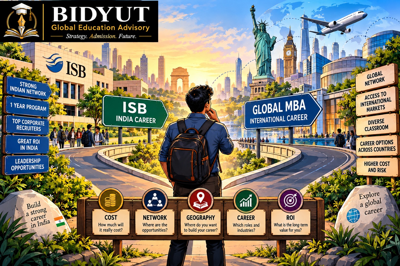 ISB vs Global MBA comparison for Indian professionals considering an MBA in India or abroad