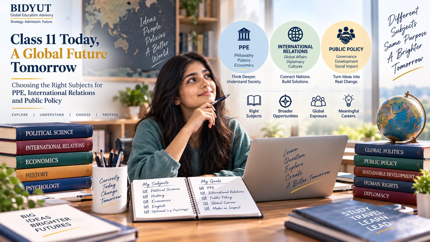 Indian Class 11 student choosing subjects for PPE International Relations and Public Policy