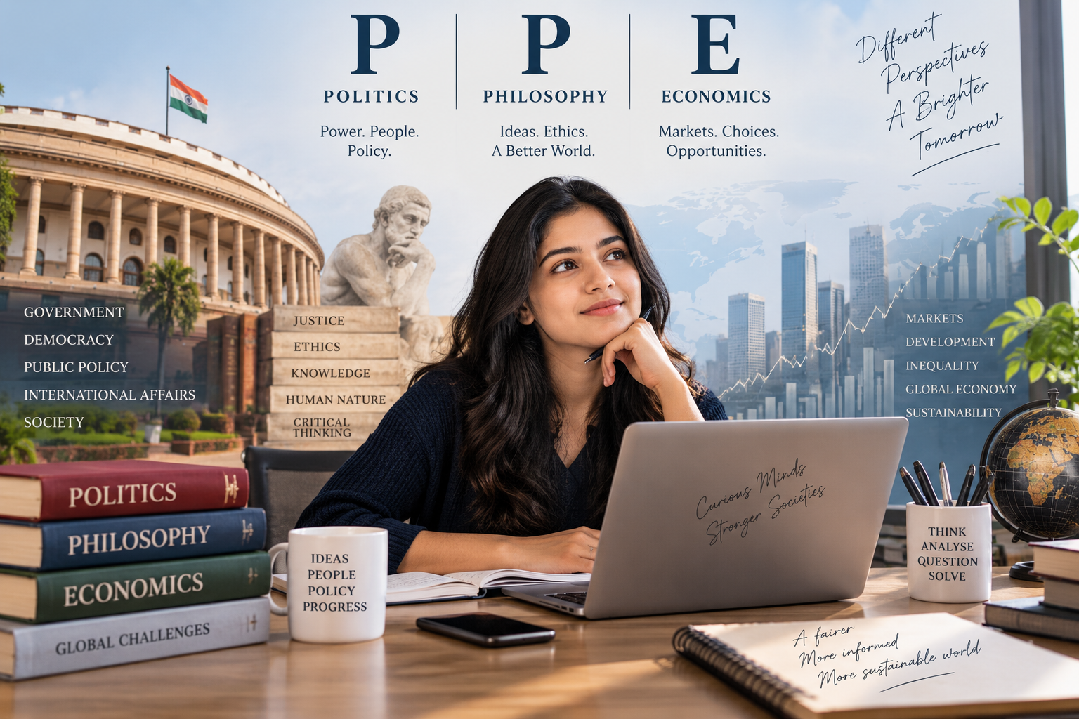 Indian student exploring Politics Philosophy and Economics PPE degree options